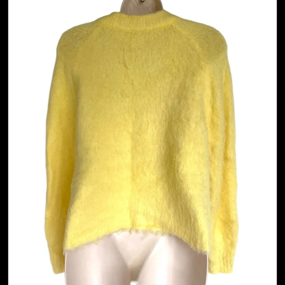 Madewell Brushed V-Neck Sweater Size S Heather Lemon Pullover Alpaca Wool - Picture 4 of 10